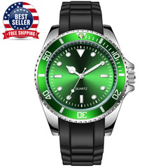 40Mm Quartz Analog Watch with Quartz Movement No Logo Rotating Bezel Rubber Stra