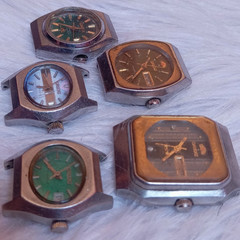LOT OF 5 VINTAGE JAPANESE MANUAL WIND WRISTWATCHES 4 ORIENT 1 GRANDUX RUNNING OR