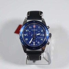 Victorinox Swiss Army Chrono Men’s Blue Dial Leather Strap Watch 242047