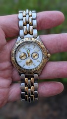 Vintage MEN’s FOSSIL Blue Diver Style BQ-8774 Chronograph 2 TONE Watch New Batt
