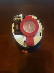 Diamond Master Red Fashion Watch Set Extra Straps