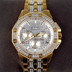 Bulova Octava Quartz 41.5mm Crystal White Dial Gold Tone Men’s Watch 98C126