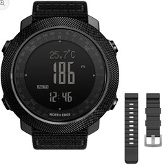 NORTH EDGE Apache Digital Quartz Watch Waterproof Altimeter Compass Black
