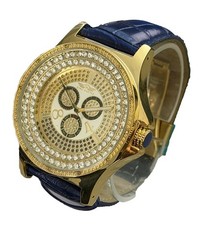 Kings Master Men’s Gold-tone Case Blue Leather Band 0.12ct Diamond 124M
