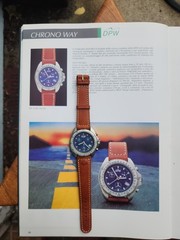 Yamaha Marine Quartz Chronograph Date Blue Dial SS Case Brown Leather 90m