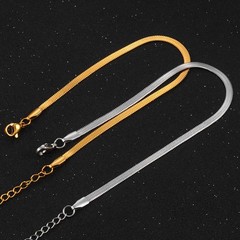Women Men Stainless Steel Width 3/4mm Gold Color Flat Snake Chain Bracelet Exten