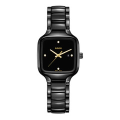 Rado True Square SWISS Quartz Diamond Black Dial Ceramic Ladies Watch R27080722