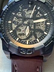Fossil Black 40mm Steel Automatic Men’s Watch With Tin Box And Papers Works
