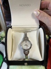 Movado Amorosa Women’s Swiss Made Quartz Silver Stainless Steel Watch w/Box