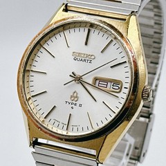 Seiko TYPE II Quartz Day-Date 7546 Vintage Mens Watch Tested Working Japan