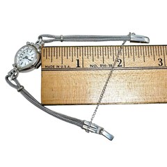 Vtg Bennett 14K White Gold Diamonds Ladies Wrist Watch Swiss Speidel Strap