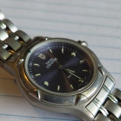 Swiss Charter Quartz Vintage Stainless Bracelet Watch Black Sunburst Dial