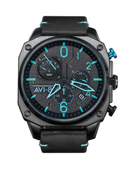 Hawker Hunter Retrograde Chronograph Black & Blue Dial / Leather | Black Dial Wr