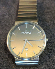Skagen Quartz 38mm Silver Stainless Steel Bracelet Black Dial Date 3 ATM