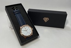 Men’s Or Women’s Rose Gold Plated DF Quartz Watch Stainless Back Blue Band New
