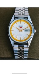 Automatic Seiko Refurbished White Dial Day / Date Men’s Wrist Watch Free Shippi