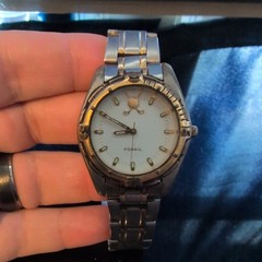Fossil Watch Golf Clubs Women Steel Silver Gold WR NEEDS BATTERY SE-1022 340006