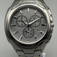 Citizen Eco-Drive Chronograph Mens Watch 35mm Silver Tone Gray Dial 6.75″