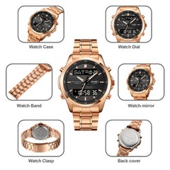 NEW Men Quartz Watch Silver Steel Digital Wristwatch Male Sport LED Watch Gifts