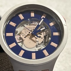 SWATCH BIG BOLD BIOCERAMIC Watch SWISS Analog Pink Navy Strap Dameged