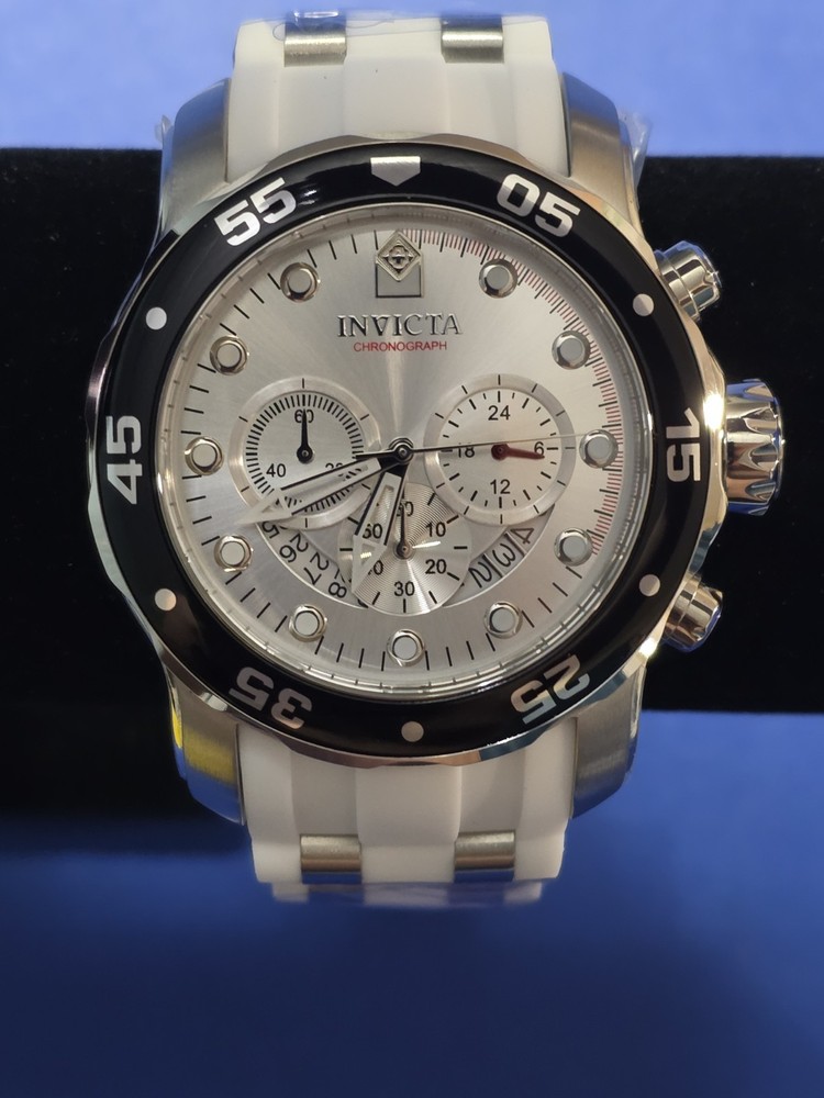 🔥Invicta Mens Scuba Pro Diver Chronograph Watch-Black Bezel-Off White Band🔥