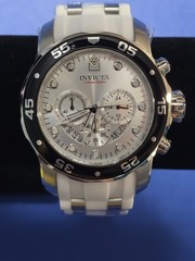 🔥Invicta Mens Scuba Pro Diver Chronograph Watch-Black Bezel-Off White Band🔥