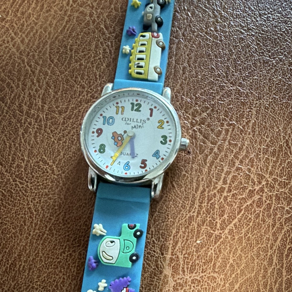 CILLIS Mini Kids Quartz Analog Cartoon Watch White/Multicolor Dial Blue Strap