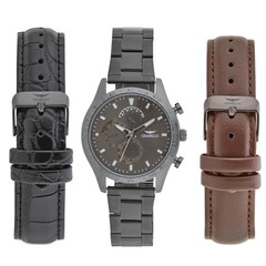 Gianello Verso Interchangeable 3 Strap Watch Set