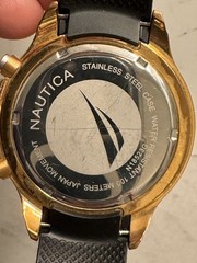 Náutica screw down crown OVERSIZED men’s watch Gold rubber strap N18523G 54mm