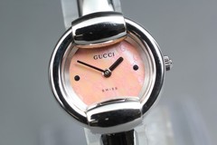 [Near MINT w/Box] GUCCI 1400L Silver Pink GG Dial Quartz Women’s Vintage Watch