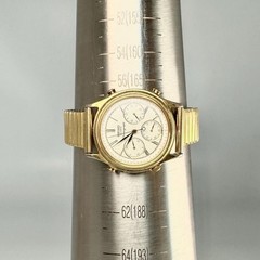 Seiko 7A28 6010 Chronograph Quartz White Dial Gold Mens Watch Auth