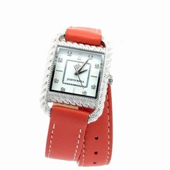 Stainless JUDITH RIPKA Double Wrap Coral Leather Watch