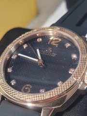 Rose Gold Steel Watch Natural Diamonds with Black Dial ICETIME 42mm