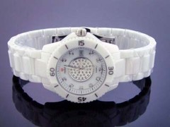 Icetime Venus 35 mm stainless steel & White Ceramic case 0.15CT diamonds watch