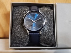 Obaku Salvie Lillie Saxe 34mm Navy Blue Face Stainless Steel W Calf Leather Band