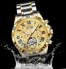 GLENAW Men’s hollow skeleton automatic mechanical watch business and leisure