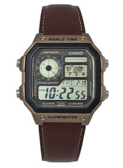 New Casio AE-1200WHL-5A Mens Watch Digital Sports World Leather Band AE-1200WHL