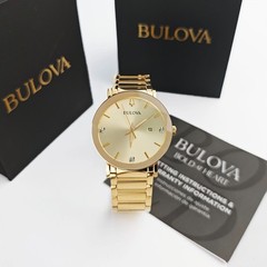 Bulova 97D115 Modern Futuro Gold-Tone Diamond Dial Quartz Men’s Calendar Watch