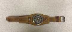 Timberland Men’s Quartz Wristwatch Black Dial Date Brown Leather Bund Strap