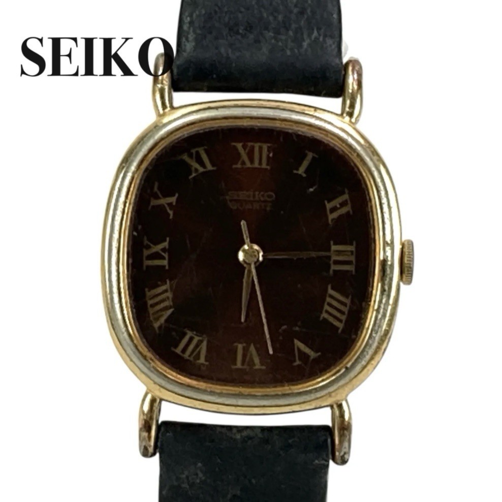 Vintage Seiko 2621-5150 Quartz Ladies Watch Gold Brown Roman Dial New Battery