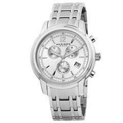 New Men’s Akribos XXIV AK692SSW Swiss Chronograph Date White Dial Steel Watch