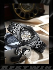 Men’s Triangular Skeleton Watch — Fully Automatic Mechanical, Water-Resi