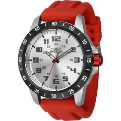 Invicta Men’s Watch Pro Diver Silver Dial Red Rubber Silicone Strap Quartz 40002