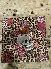 Ed Hardy Women’s Watch Skull Flowers Rhinestone Dial Gold Charm NWT