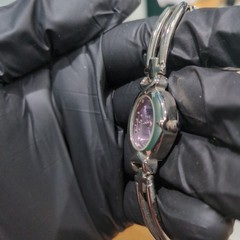 Works Vintage Faded Glory Light Purple & Silver Oval Stretch Watch 18mm Fit 6.5