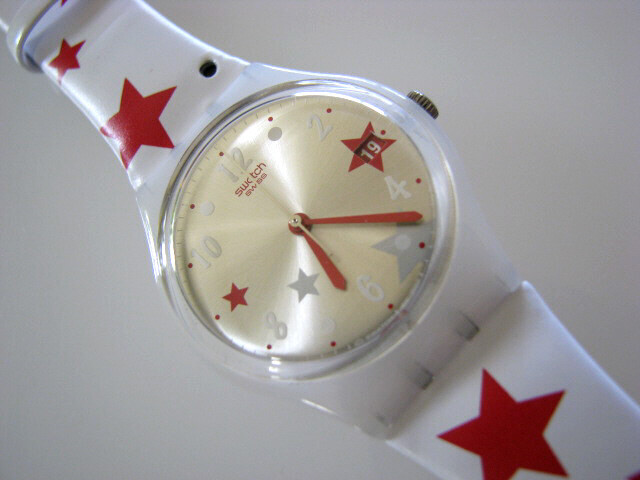 STAR FEELINGS! Patriotic Swatch STARS & STRIPES with DATE, Leather Band!