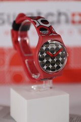 New Swiss Swatch Originals Swaiti Red Multicolor Silicone Watch 34mm GR163 Black