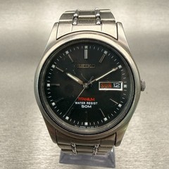 Seiko Titanium Watch Men 36mm Black Dial Gray Daydate Round 7N43-9050 New Batt
