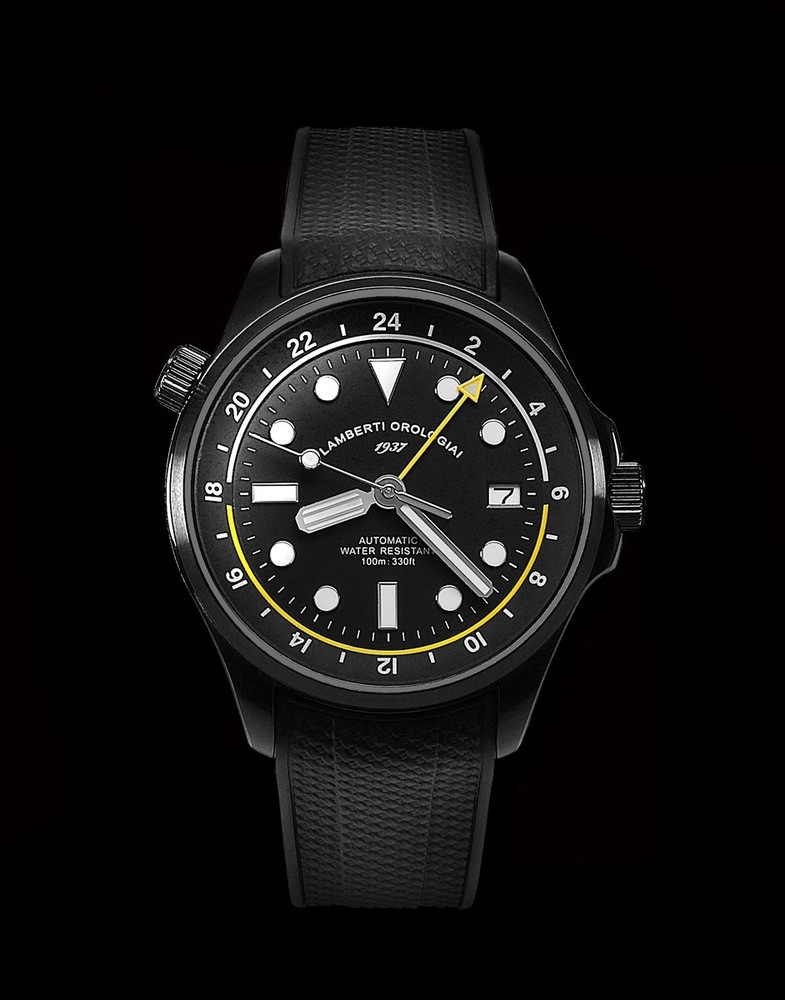 LAMBERTI WATCHES Ref. 23925NN DOUBLE GMT. Automatic, sapphire, 100mt
