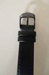 Olevs Watch w/ Black Leather Band & Black Face Gold Hands & Indices